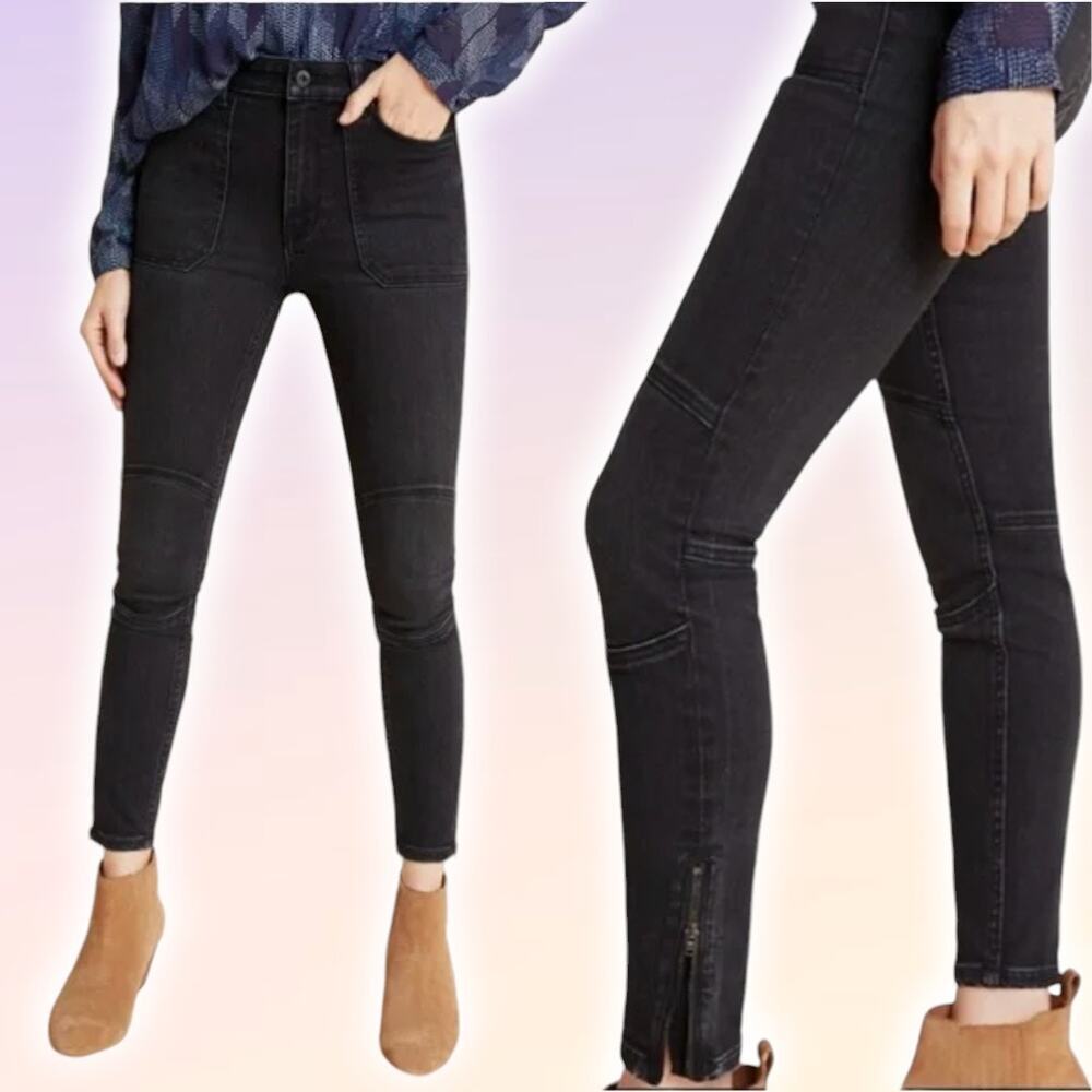 PILCRO AND THE LETTERPRESS Anthropologie High-Rise Ankle Zip Denim Legging Sz 25